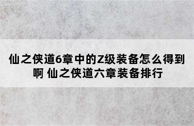 仙之侠道6章中的Z级装备怎么得到啊 仙之侠道六章装备排行